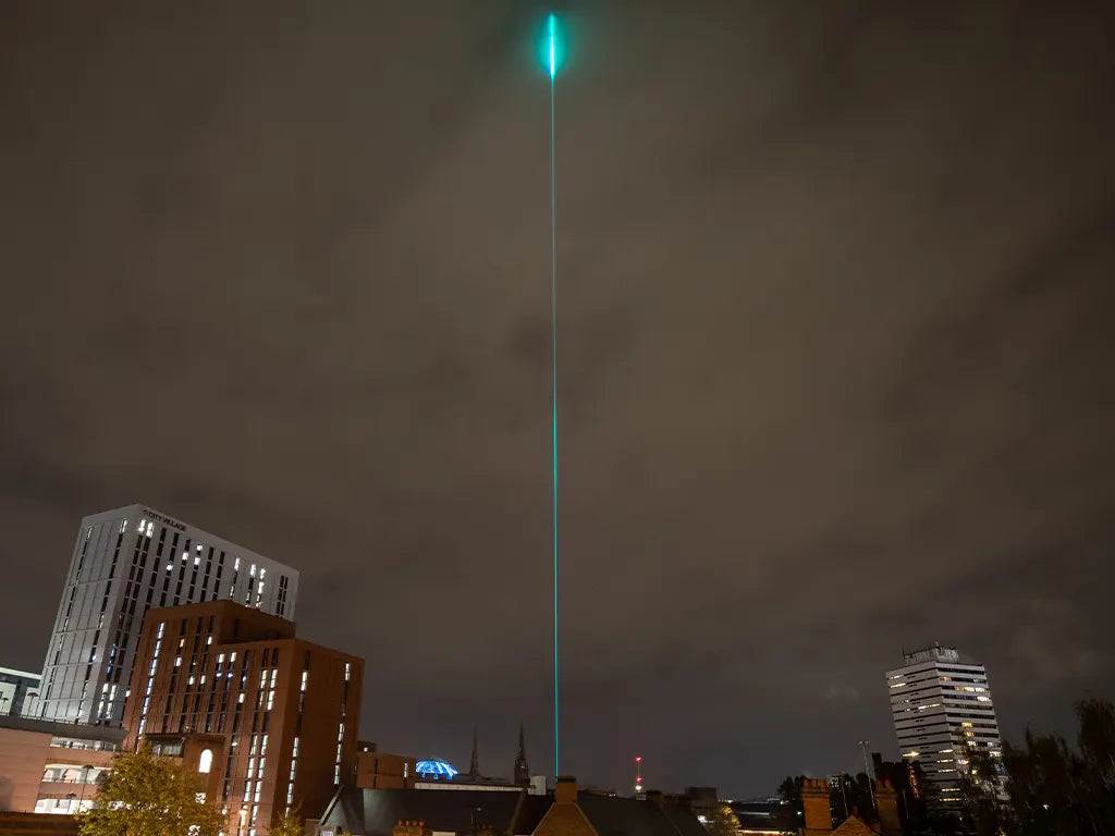 Kvant Architect projecting a bright beacon beam into sky